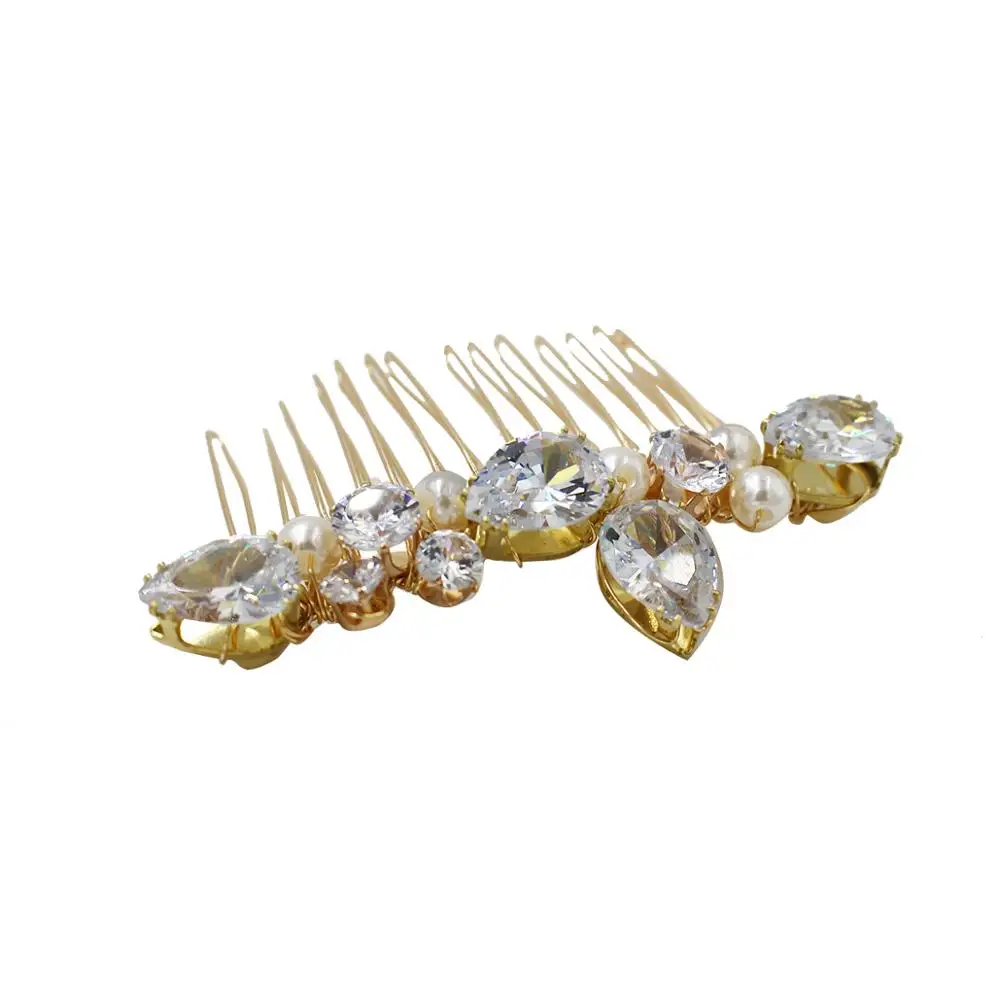 XL021 Korean crystal gold bridal hair comb wedding rhinestone wedding hair comb fashion pearl hair comb