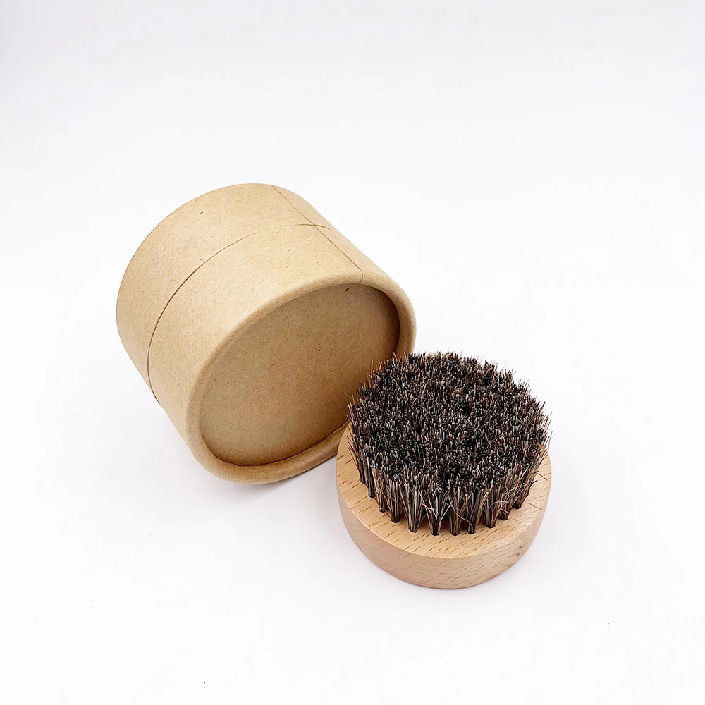 Wholesale bamboo 100% bristles beard brush round