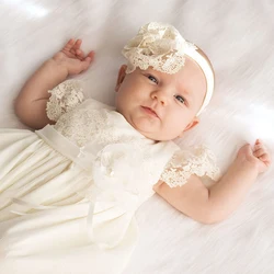 New arrival Infant Christening Dress Baptism Dresses Long Satin Baptism Gowns For Baby Girl White Christening Gowns Long