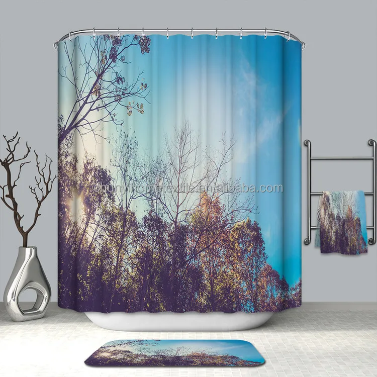 3d polyester shower curtain waterproof bathroom curtain with hooks 72x72 inch curtain for bathroom hotel