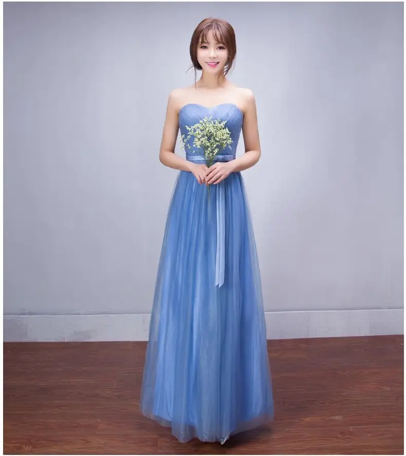 ZH1132L модный дизайн 2018 синие платья для подружек невесты без рукавов