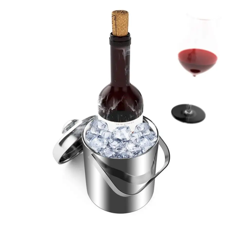 Wholesale Custom Printed Stainless Steel Insulated Double Wall Wine Ice Bucket With Lid