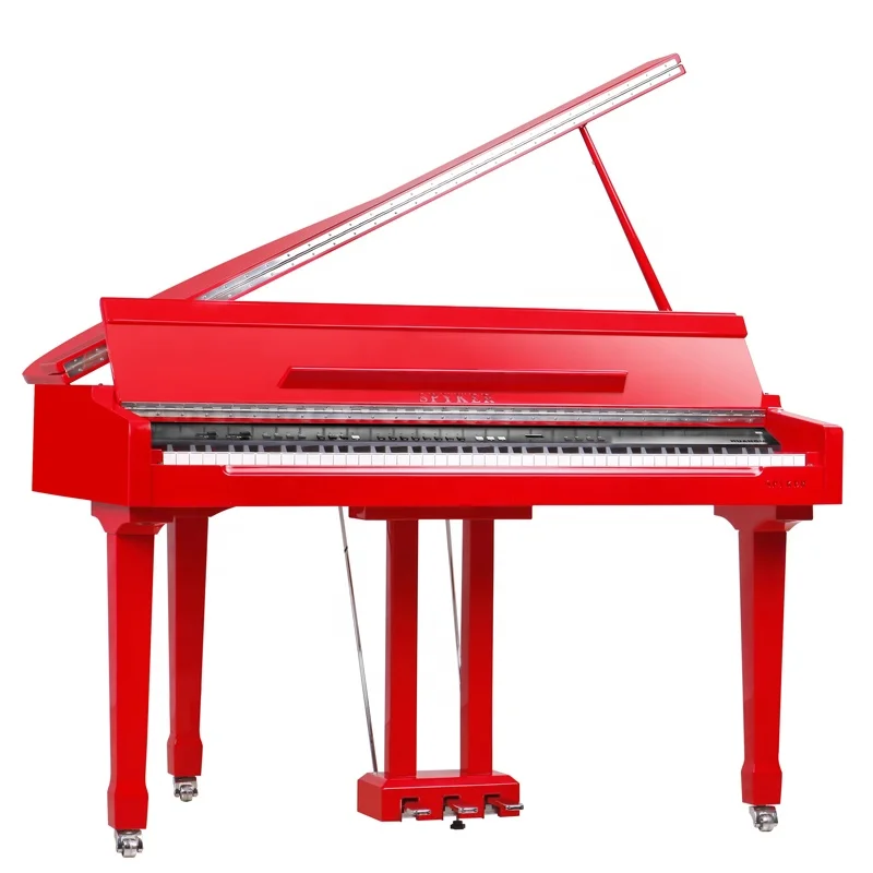 SPYKER HD-W100 Smart Digital Grand Piano 88 Keys Weighted Keyboard Red Polish Synthesizer
