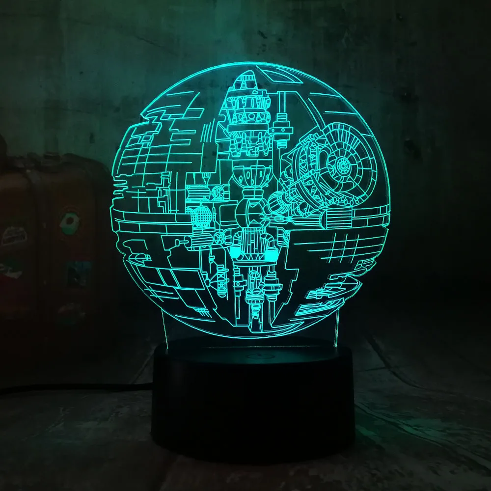 Remote Control Death Star 3D LED Night Light 7 Color Sleep Table Lamb Luminaria Decoration Holiday Kids Gifts Toy Home Decor