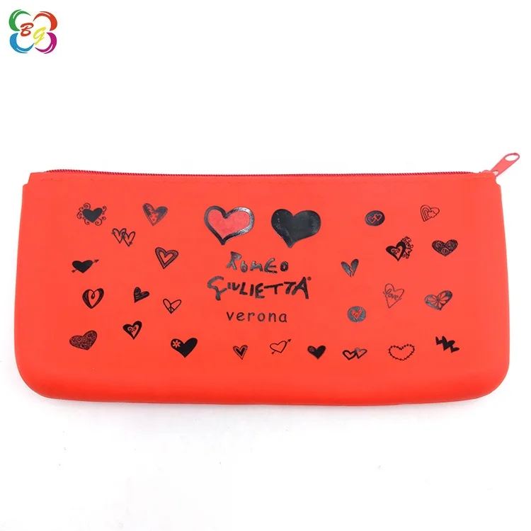 High quality silicone stationery pencilcase custom printed promotional waterproof pencil case