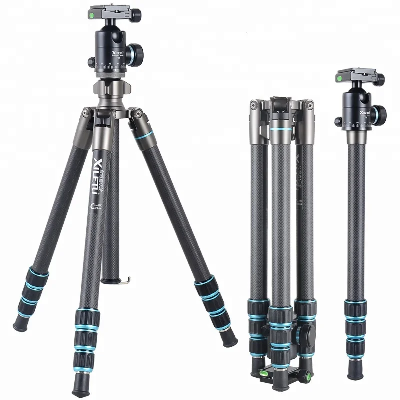 XILETU XT-264C+T1 Carbon Fiber Portable Lightweight Tripod Stand With Ball Head For Canon Sony Nikon Cameras And Video Camera