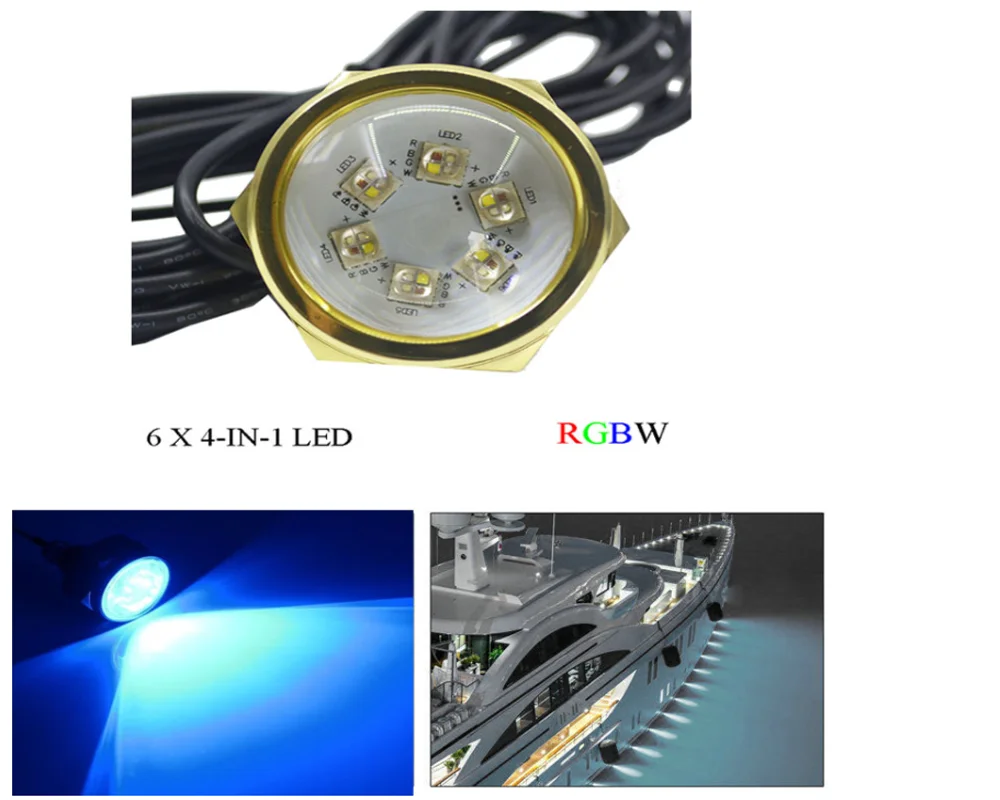 Подводные светодиодные фонари 24 Вт 12 В из нержавеющей стали