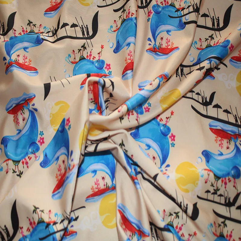 
No Moq UPF 50+ Custom With Fish Printing Swimming Fabric For Yoga 