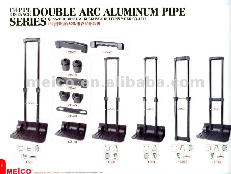 
Hot sale luggage trolley handle for bag accessories 134 distance L0001 with push buttom 