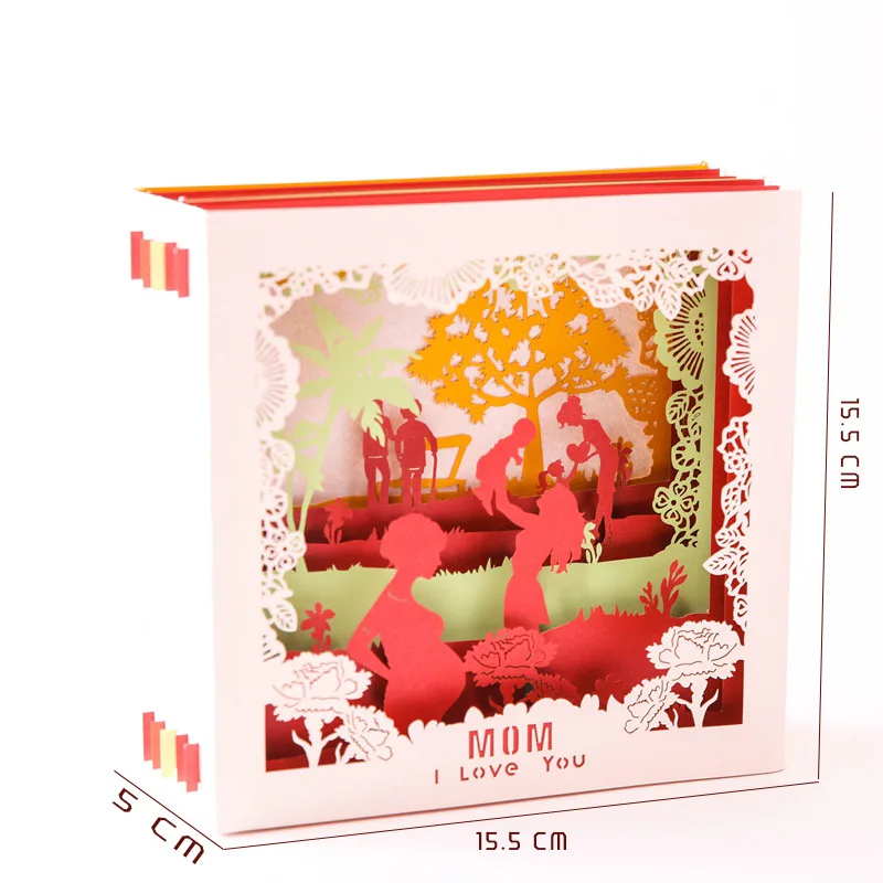 
Fancy Handmade Laser Cut Mothers Day Thank You Cards 3d Pop Up Greeting Card for Retail 