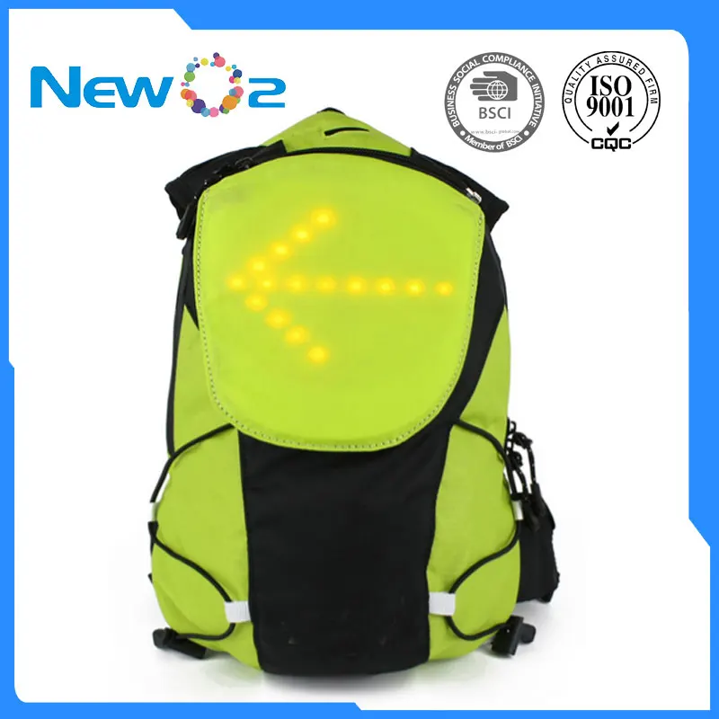 Factory direct sale LED turn signal light bike cycling backpack for outdoor night sports