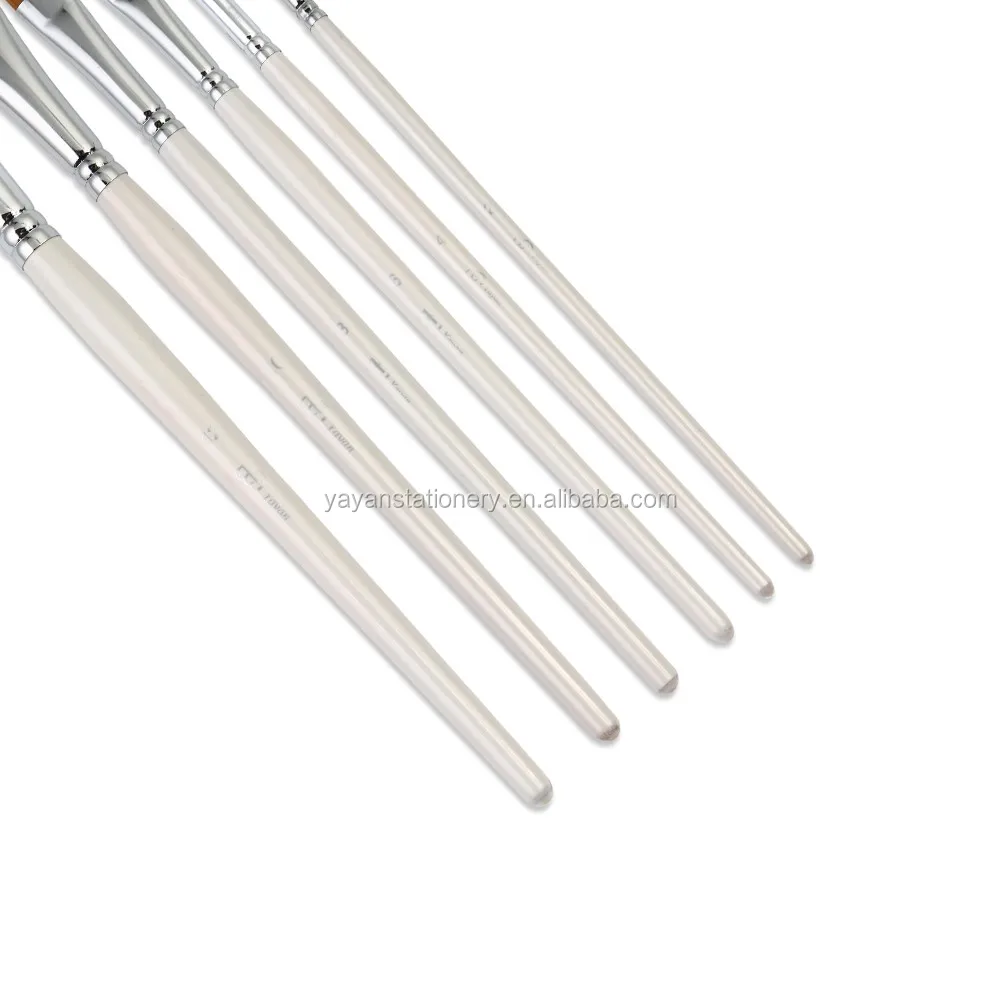 Transparent Synthetic Taklon Hair Wooden Artist Paintbrush Set For Multi Painting