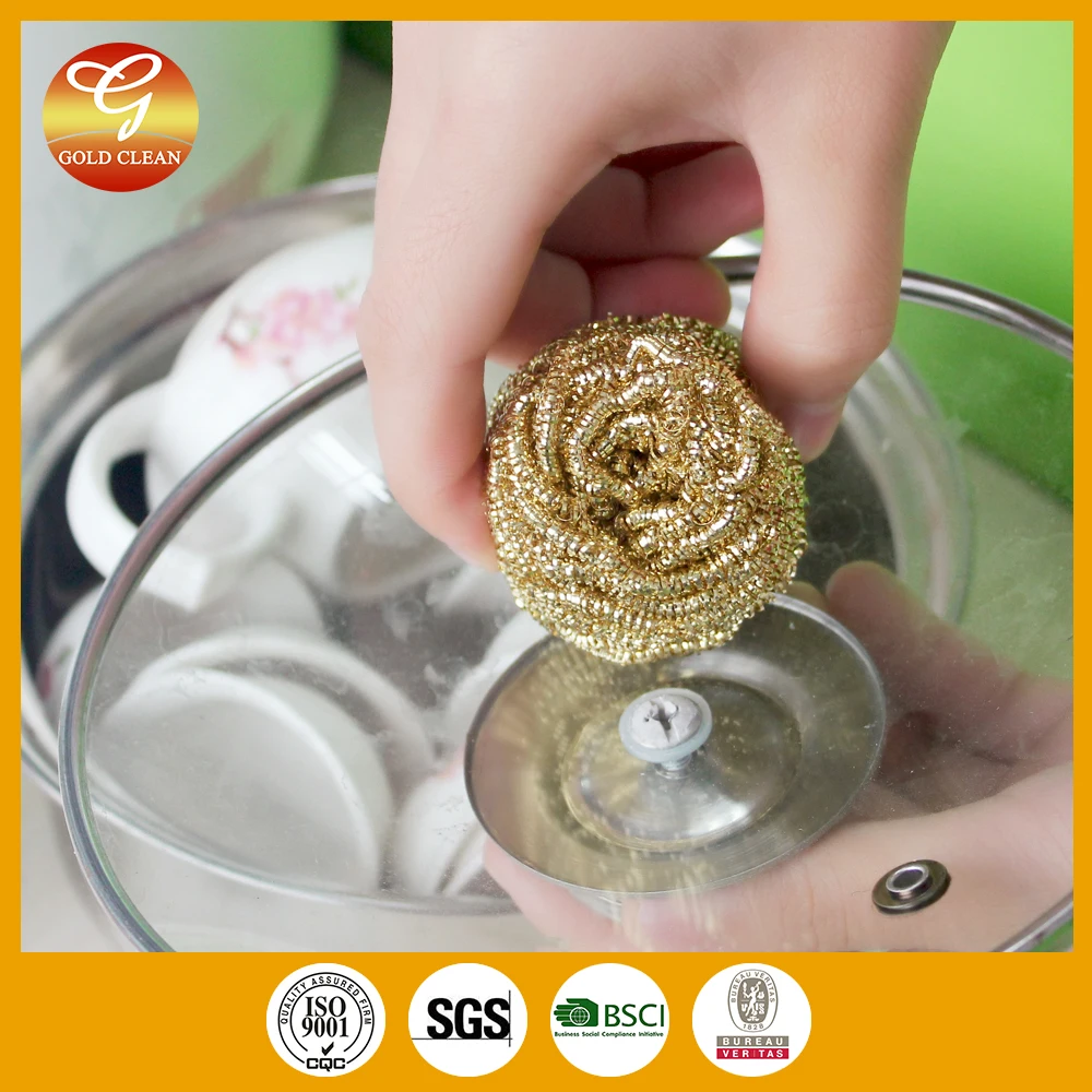 Steel Wool Scrubbers Cleaning Sponges Metal Wire Scourer Sponge Heavy Duty Scourer Brass scourer gold Durable