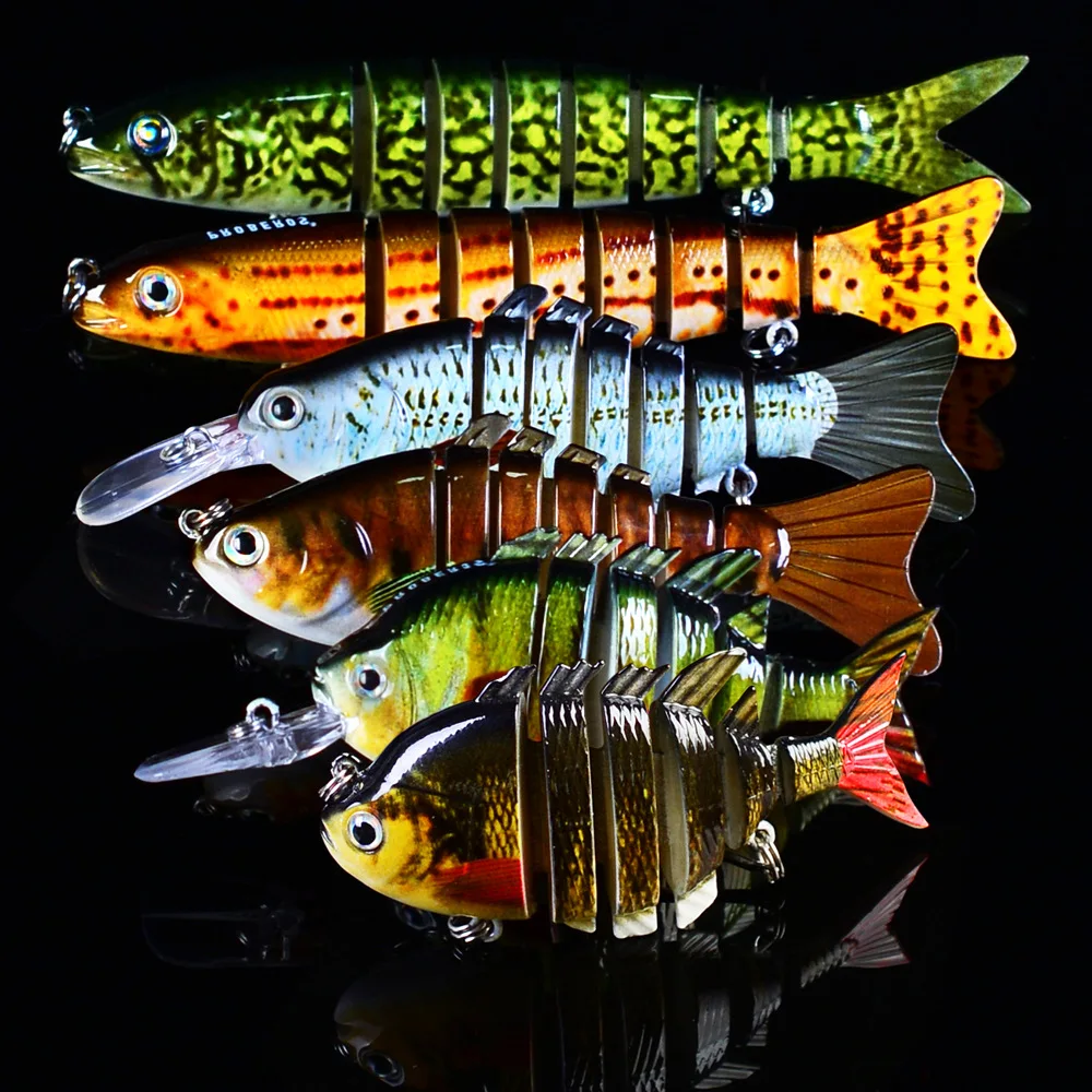 6PCS Pack Fishing Lure 7 Segment Lifelike Swimbait for Hard Body Swim 80-132.8mm Multi Jointed Fishing Lure Set