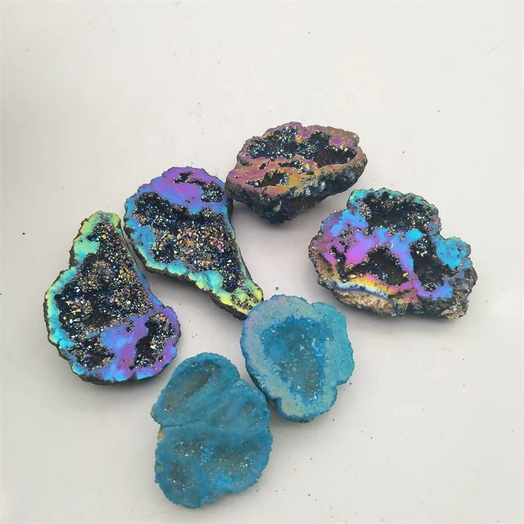 Natural Quartz Crystal Rough Stone Raw Gemstone Aura Agate Geode