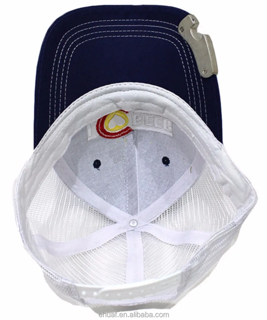 Hot selling custom cotton mesh  men bottle opener trucker hat baseball cap