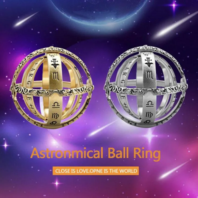 
New Design Foldable Cosmic Couple Finger Ring Astronomical Sphere Ball Ring Brass Jewelry Pendant 