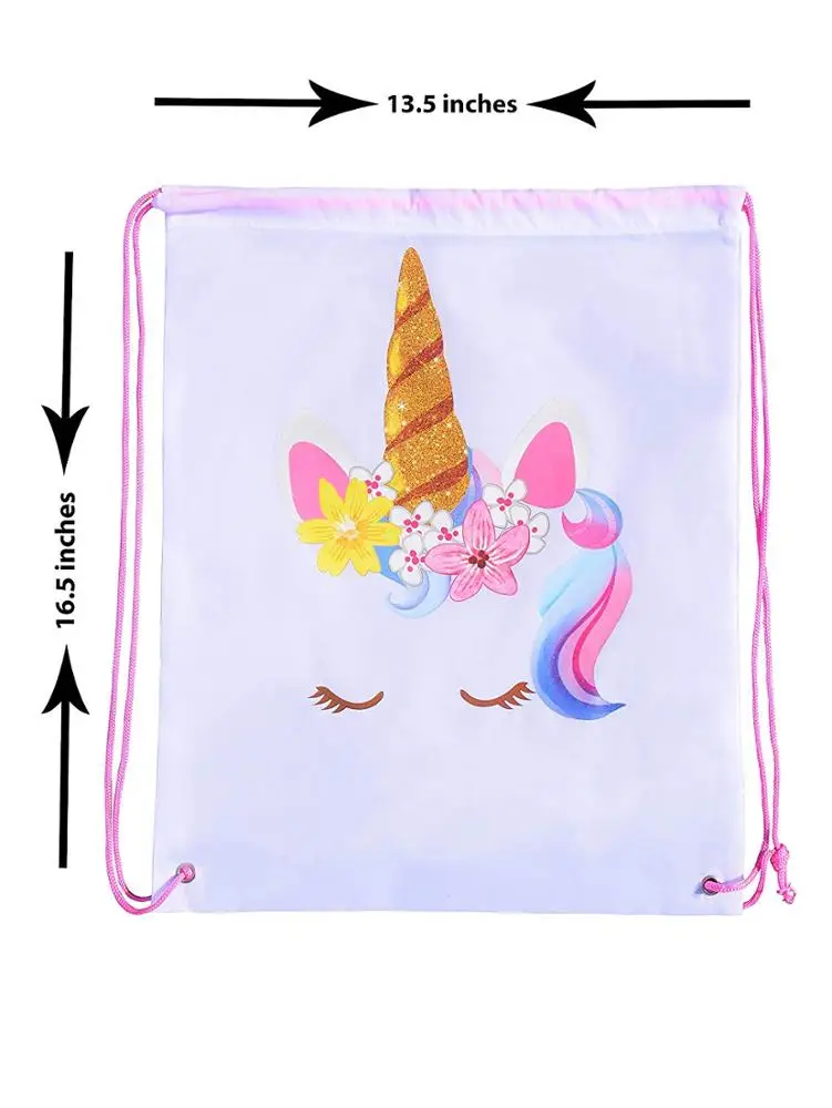 2019 100% Design Fashion Eco Friendly Gift polyester Unicorn Drawstring Bag for kid
