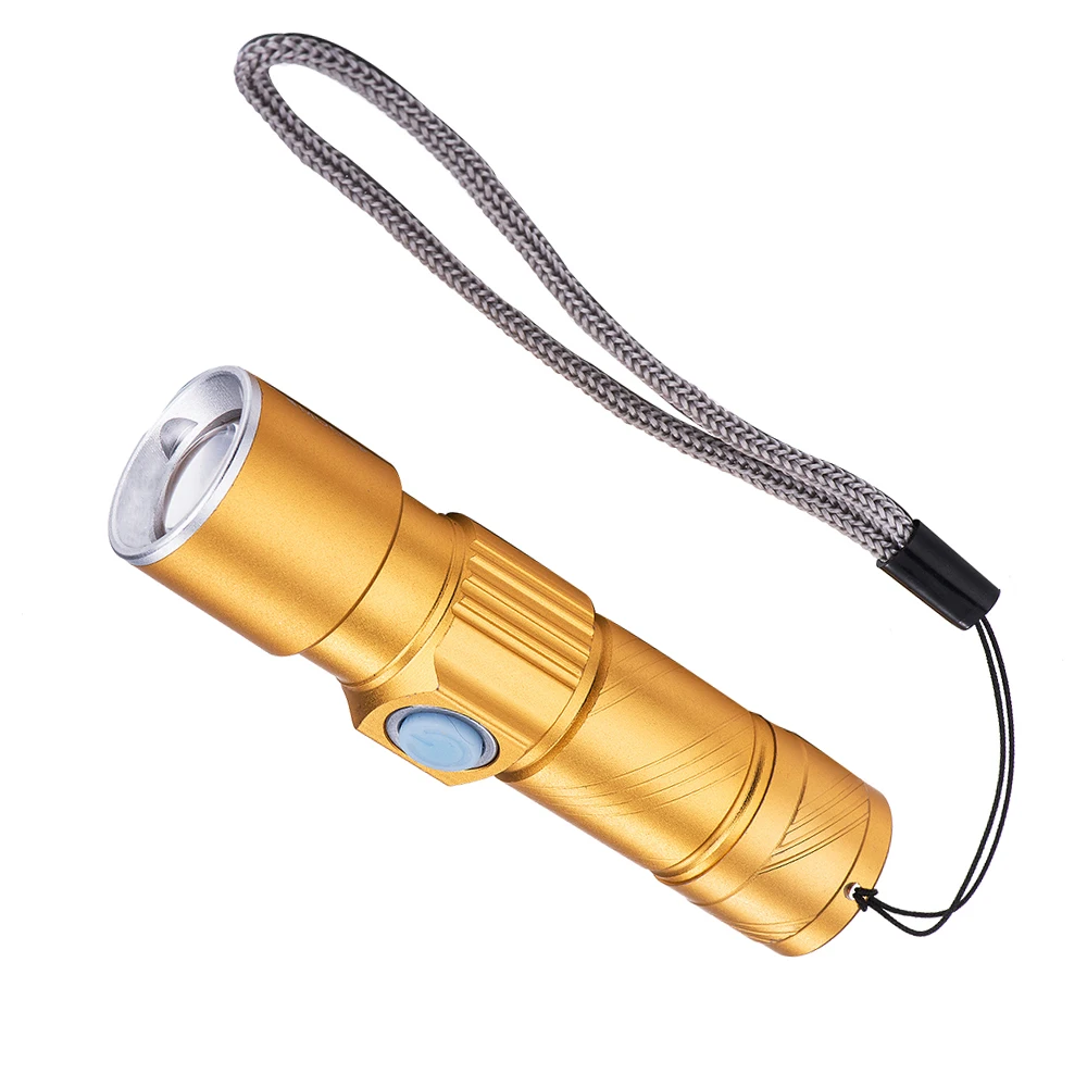 
Aluminium Alloy Zoomable Portable Tactical Waterproof MICRO USB Rechargeable Mini Torch Led Flashlight 