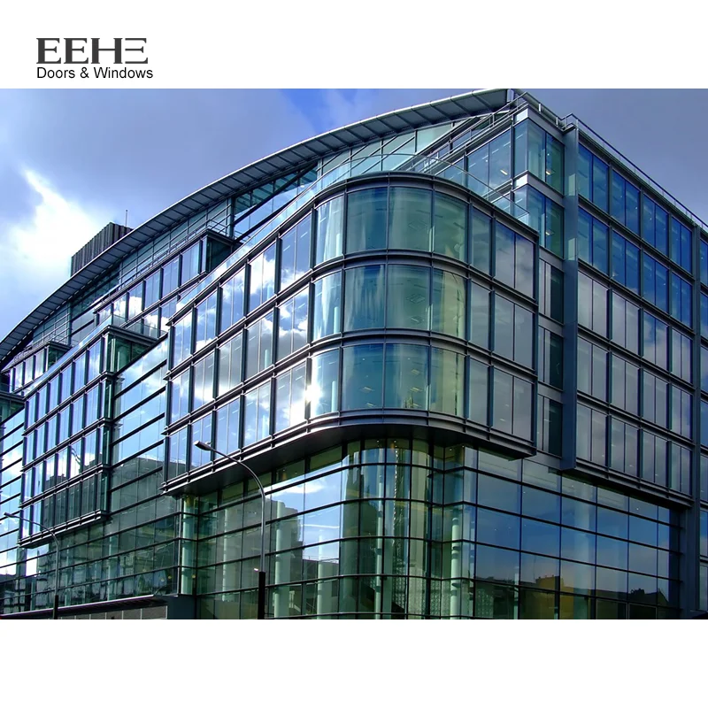 
Aluminum frameless glass Curtain Wall With Awning Windows Manufacturer 