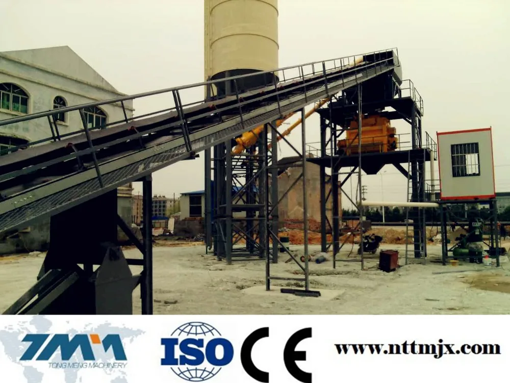 Screw Conveyor  Concrete Mix Plant HZS90 With Vibrator Load Cell Cylinder