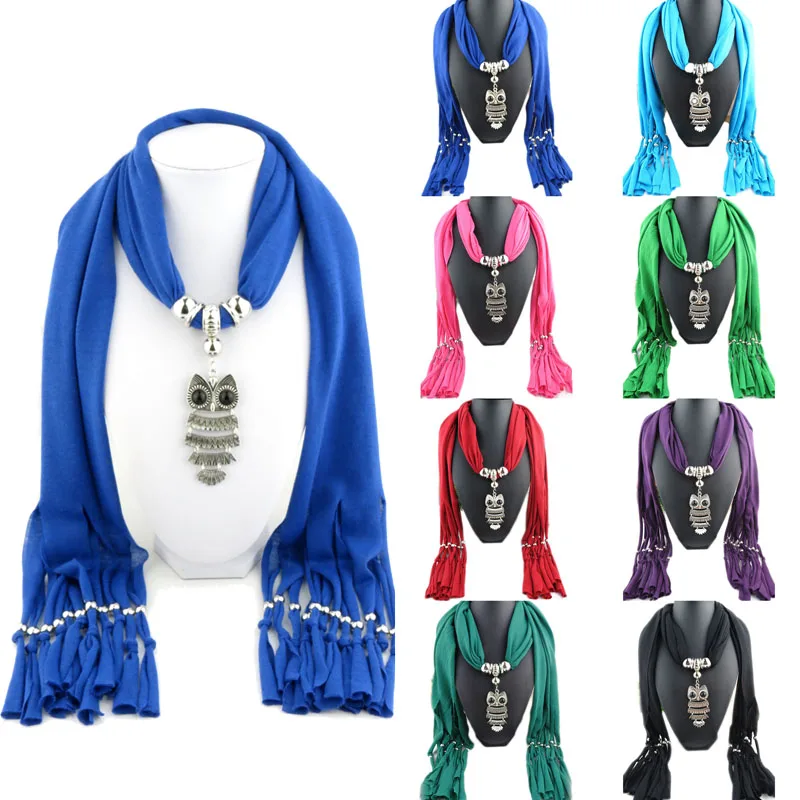 Палестина Personalizedtassel шарфы сова кулон шарф с украшениями