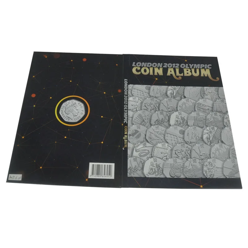 Hotsales High Quality London 2012 Euro Coin Collecting Paperboard Album Folder With Diecut Holes and Gloss Lamination
