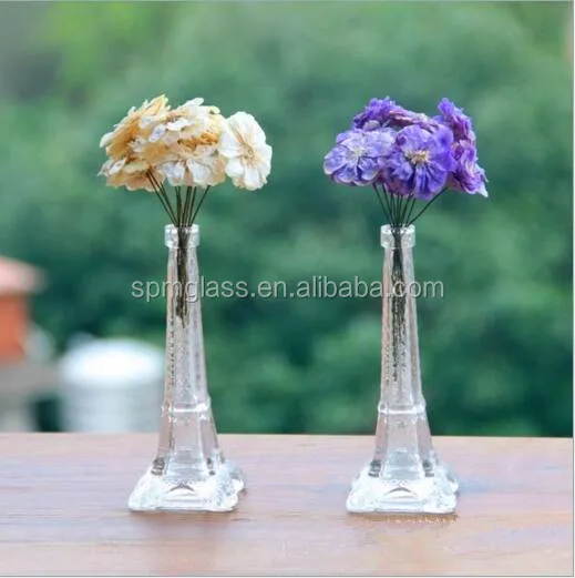 Beautiful Decoration Glass Crafts Glass Material Clear Eiffel Tower Glass Vase