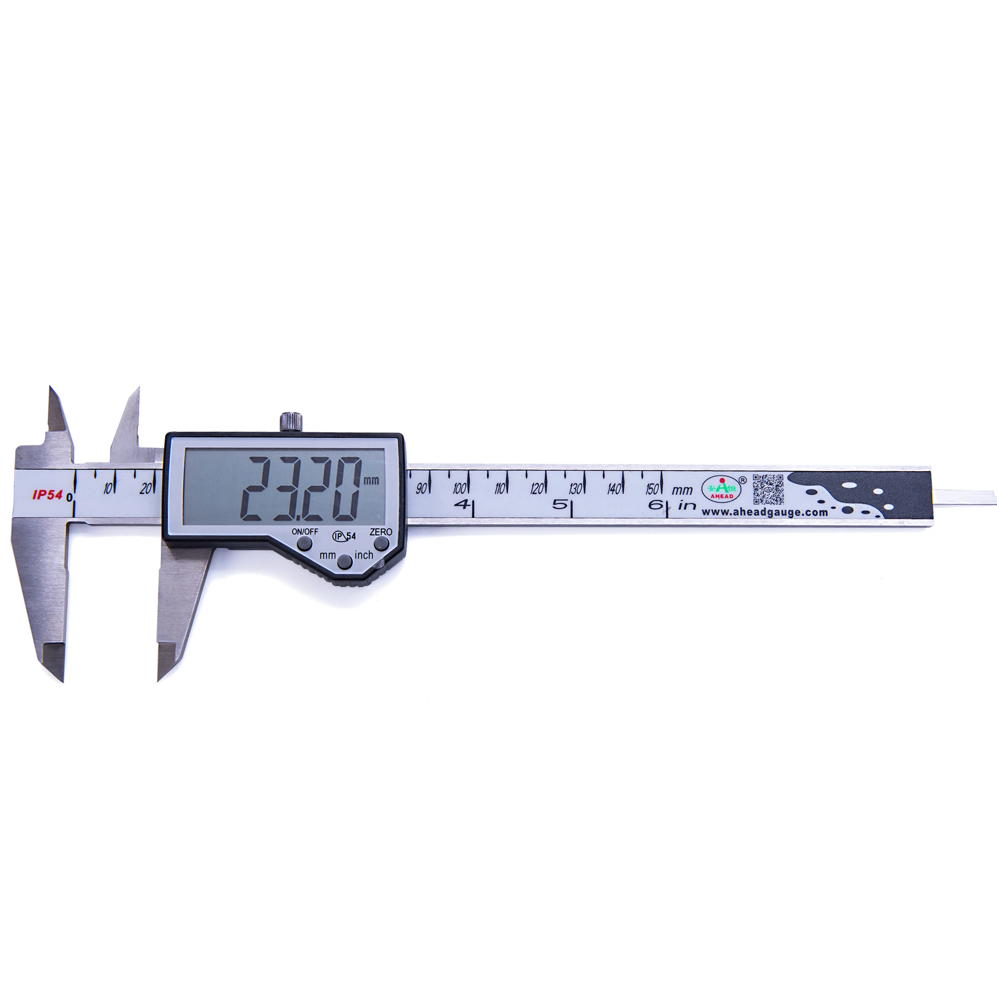 Цифровой штангенциркуль, корпус из нержавеющей стали с большим ЖК-экраном | 0 - 12 дюймов | Преобразование дюймов/дроби/миллиметра