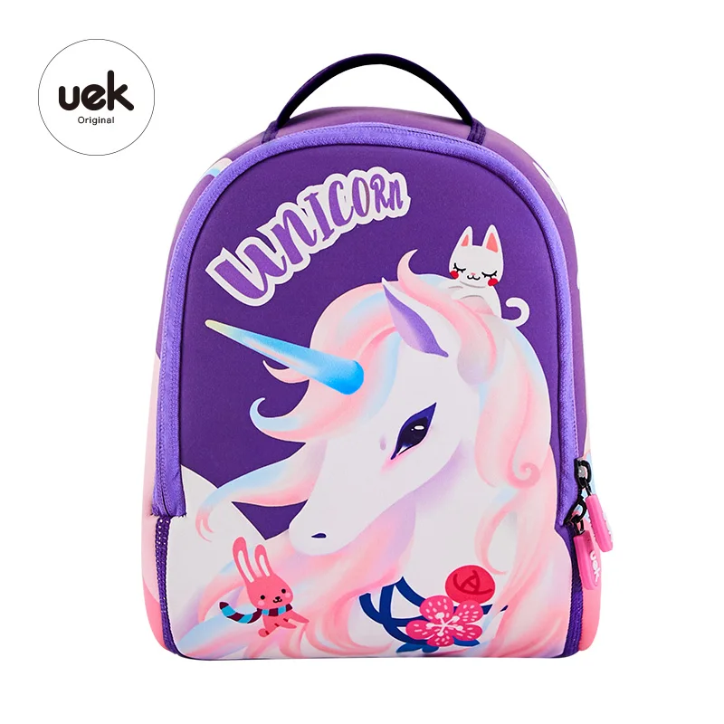 UEK Kids New Design Waterproof Girls Unicorn child backpack bag kids school bag cartoon