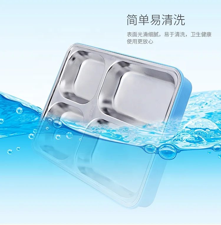 Food Carrier Box Four- Compartment Lunch Box Tiffin Carrier Rectangle High Quality Stainless Steel Storage Boxes & Bins Modern