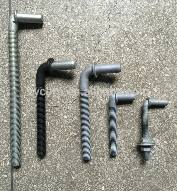 Hot forged fastener: step bolt of L shape with nut and washer