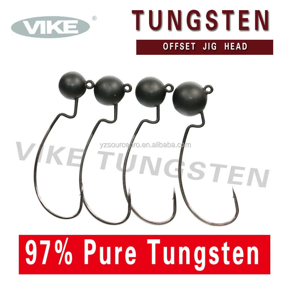 316TOJH20 рыболовная Вольфрамовая офсетная джиг-головка с 2/0 крючком 3/16 унции (5,3 г) матовый черный цвет 2pk