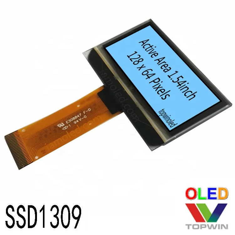 Topwin 1.54' 1.54inch 1.54 inch 128x64 pixels White/blue/yellow 24p feet oled display  UG-2864KSWMG01 with I2C SPI parallel