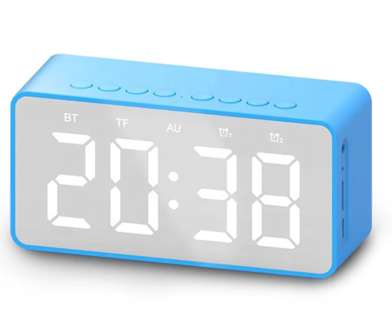 Portable 1600mah battery 2x5W BT5.0  New Arrival Portable Wireless Bluetooths alarm clock speaker With Alarm Clock Function