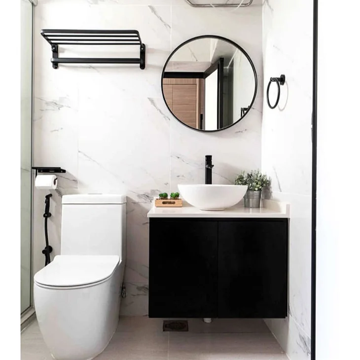 Hangzhou Vermont Modern Vanity White Black Wall Hang Bathroom Sink Cabinet With Basin