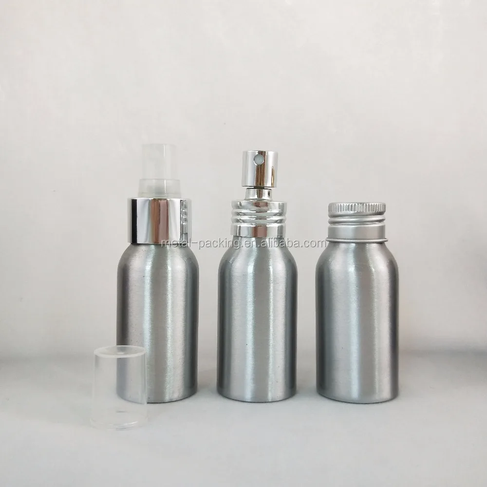 Серебристая алюминиевая бутылка для оливкового масла 50 мл