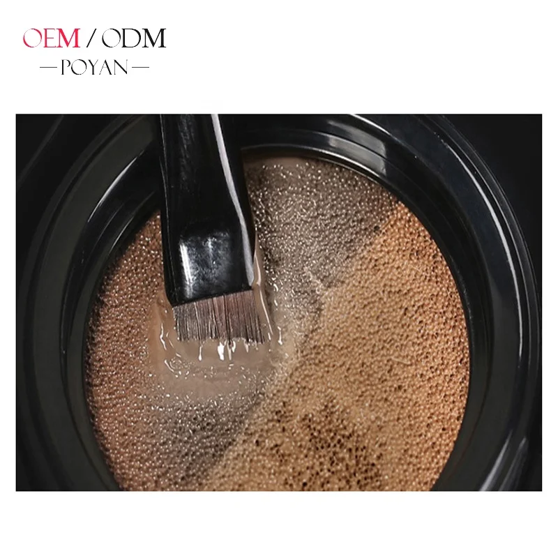 OEM makeup air cushion 2 color eyebrow with brush mirror