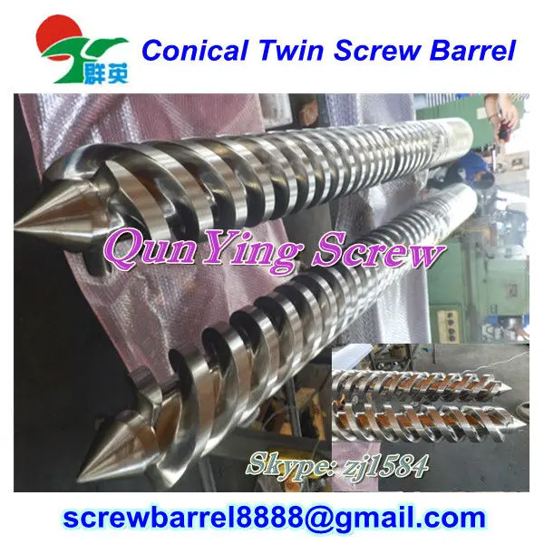 professional bimetallic conical twin extruder screw manufacturer bimetallic twin screw