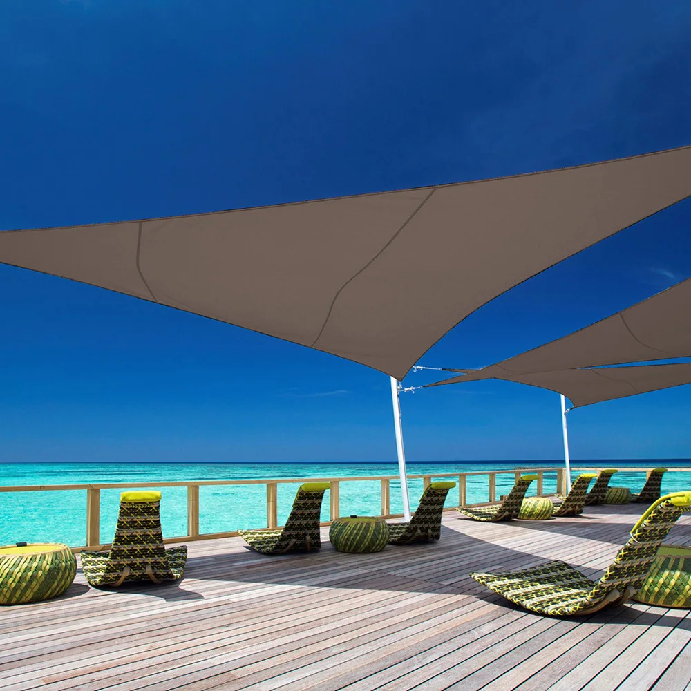 
HDPE Poly PE 16 x 16 Triangle Sun Shade Sail Net Waterproof Sun Shade Cloth 