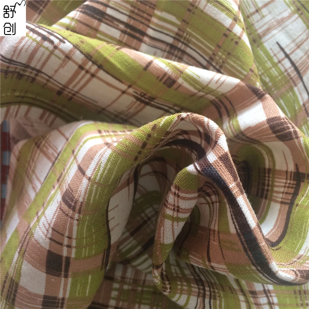 the newest Lattice printed linen Fabric