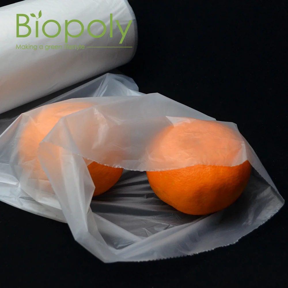 Custom Pla Supermarket Compostable Biodegradable Fruit and Vegetable Produce Bag on Roll Food Fruit Packaging Customized Color