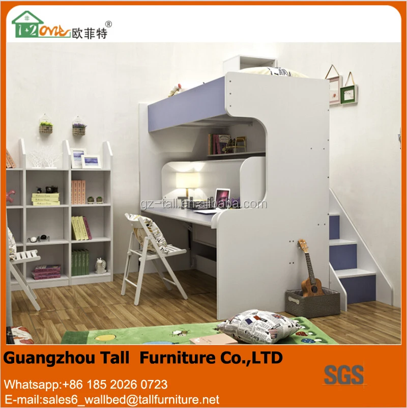 Horizontal folding bunk beds to make Murphy bed arrangements for children