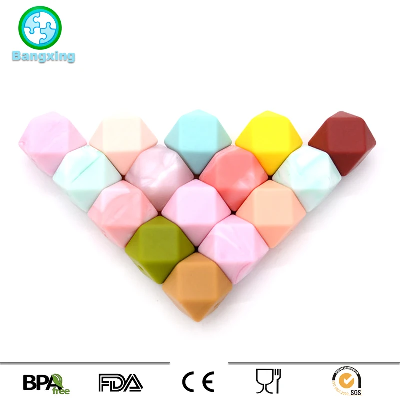 Горячие продажи Бесплатные образцы Candy Colours Baby прорезывания бусины силиконовые