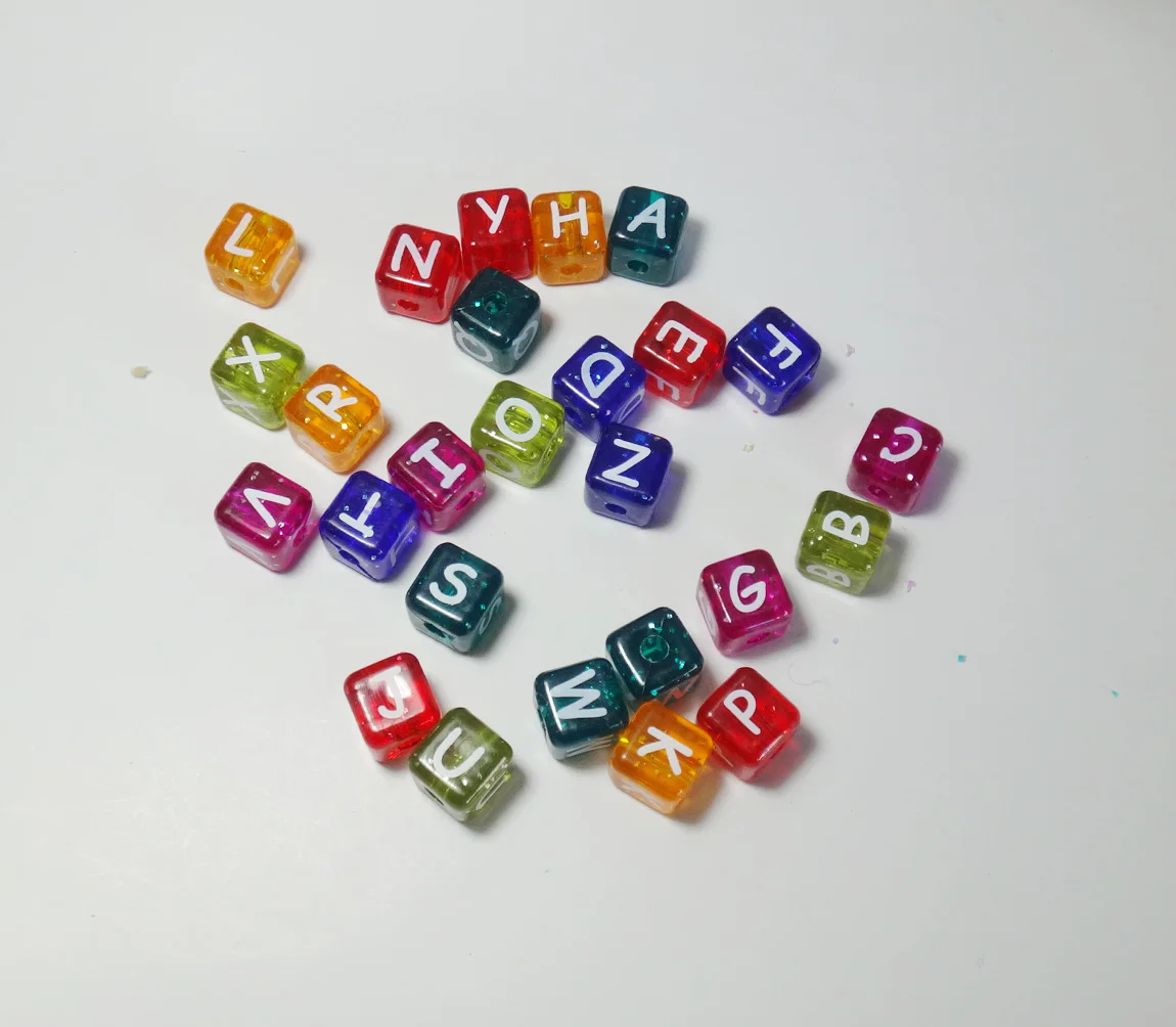 city names DIY plastic alphabet letters beads with vertical hole,12mm plastic alphabet cube beads,ABS plastic alphabet blocks