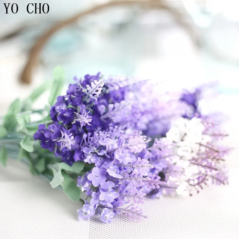 YO CHO 10 Branches artificial Lavender decorative Silk artificial Lavender Flowers for home decoration