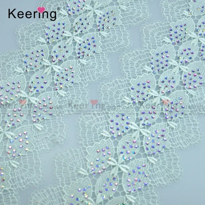 New design China Wholesale Decorative  Chemical Lace trim with ironning-on stone WLC-724