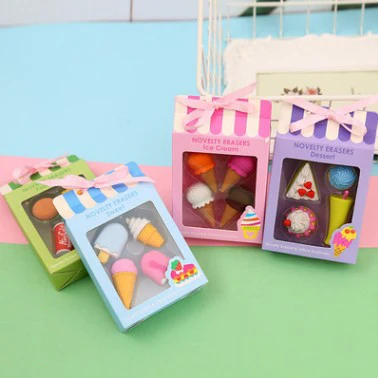 Ice Cream Eraser Novelty Erasers 4 counts in a Box
