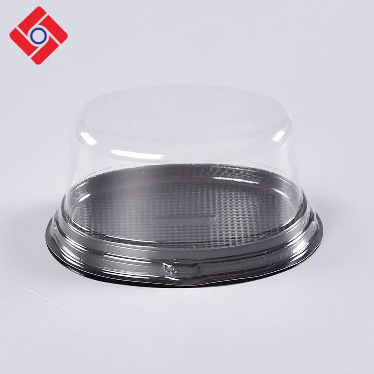 Custom Black Plastic Clear Flat Sushi Round Dessert Mooncake Cake Blister Trays,Disposable Cake Box