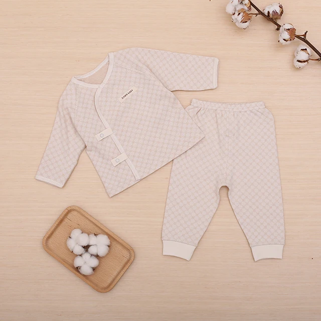 
Organic cotton jacquard stars print single breasted newborn baby sleeping clothing set 